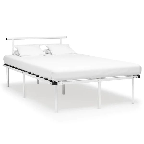 Baltos spalvos metalinis lovos rėmas 120x200 cm, vaizdas iš priekio