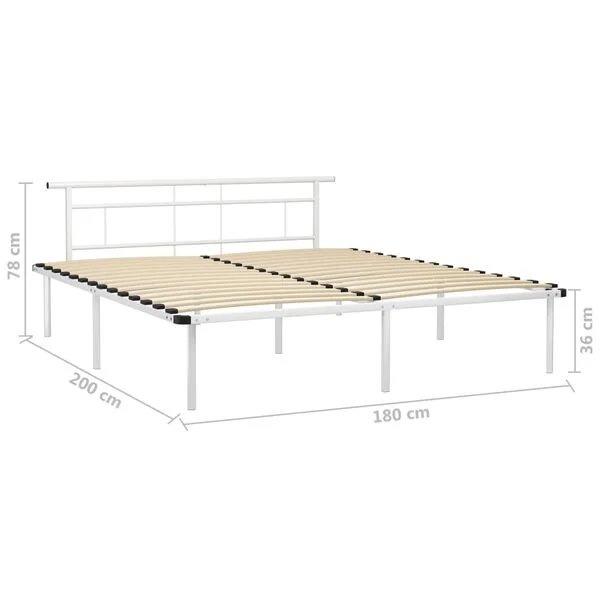Surinktas baltos spalvos metalinis lovos rėmas 180x200 cm