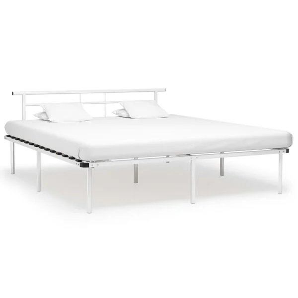 Baltos spalvos metalinis lovos rėmas 180x200 cm, vaizdas iš priekio