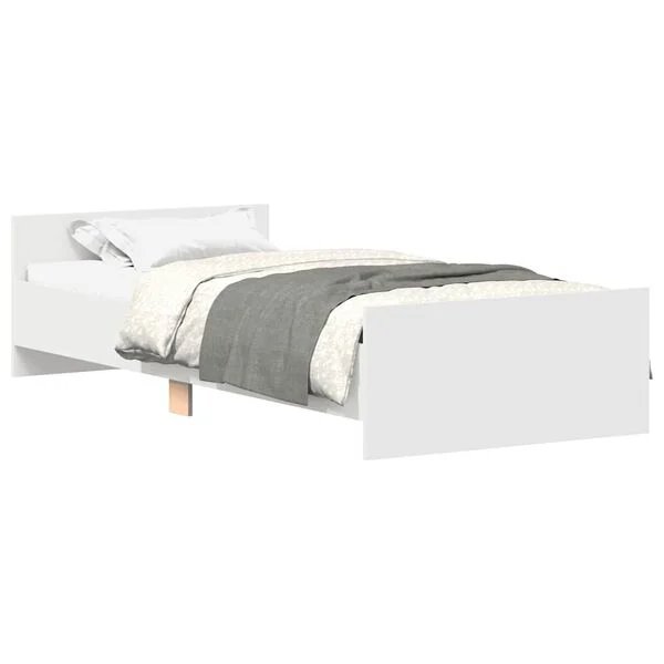 Baltos spalvos lovos rėmas 90x200 cm iš apdirbtos medienos
