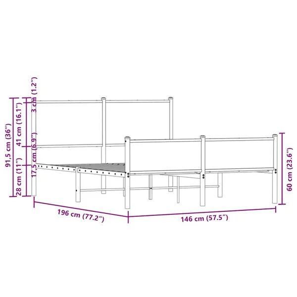 vidaXL lovos rėmas be čiužinio sonoma ąžuolo 140x190 cm