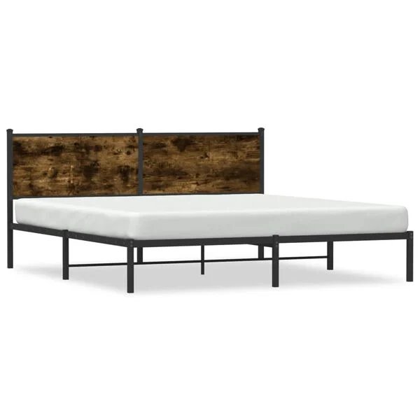 vidaXL lovos rėmas dūminio ąžuolo spalvos, 180x200 cm, metalas, vaizdas iš priekio