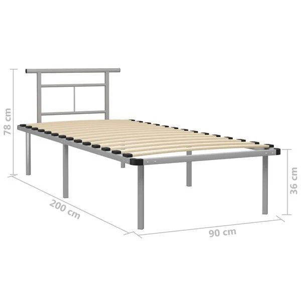 Modernus pilkas metalinis lovos rėmas 90x200 cm