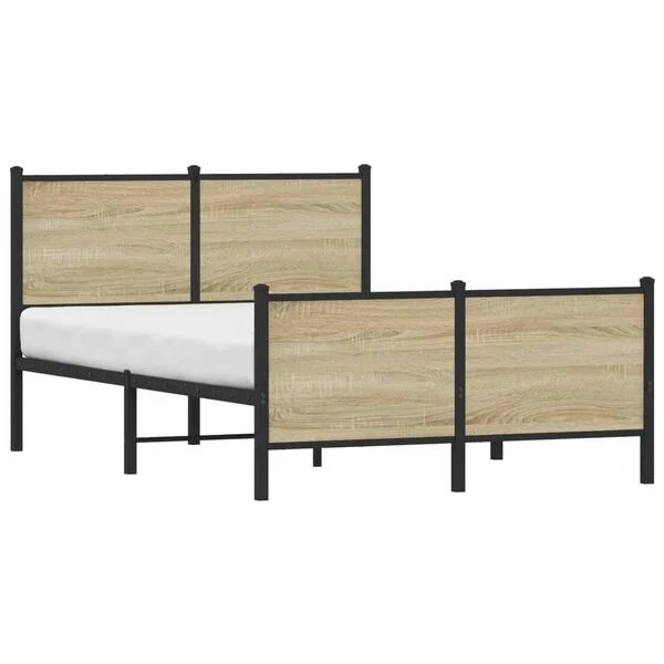 vidaXL lovos rėmas sonoma ąžuolo spalvos 120x200 cm metalinės lentjuostės