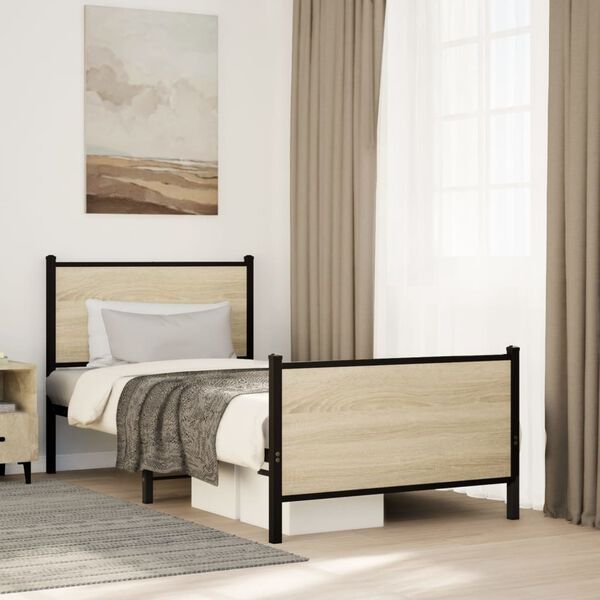 vidaXL lovos rėmas sonoma ąžuolo spalvos 80x200 cm, šoninis vaizdas