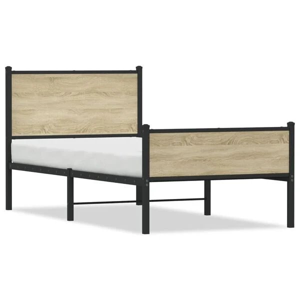 vidaXL lovos rėmas sonoma ąžuolo spalvos, 90x190 cm, metalas