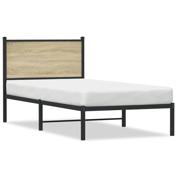 vidaXL lovos rėmas sonoma ąžuolo spalvos 90x190 cm, vaizdas iš priekio