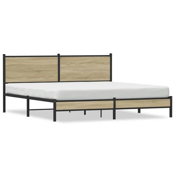 vidaXL lovos rėmas sonoma ąžuolo spalvos, 160x200 cm, metalas