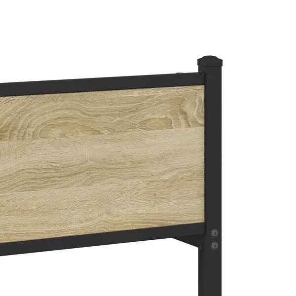 vidaXL lovos rėmas sonoma ąžuolo spalvos, 90x190 cm, metalinės kojelės