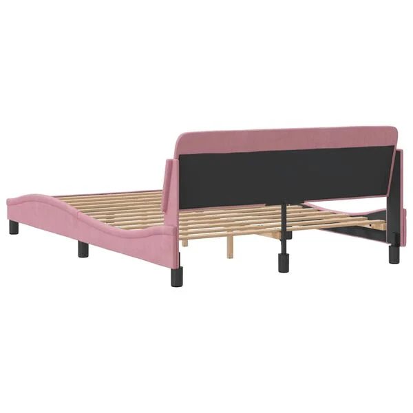 Rožinis Dover lovos rėmas su galvūgaliu aksomas 140x190cm