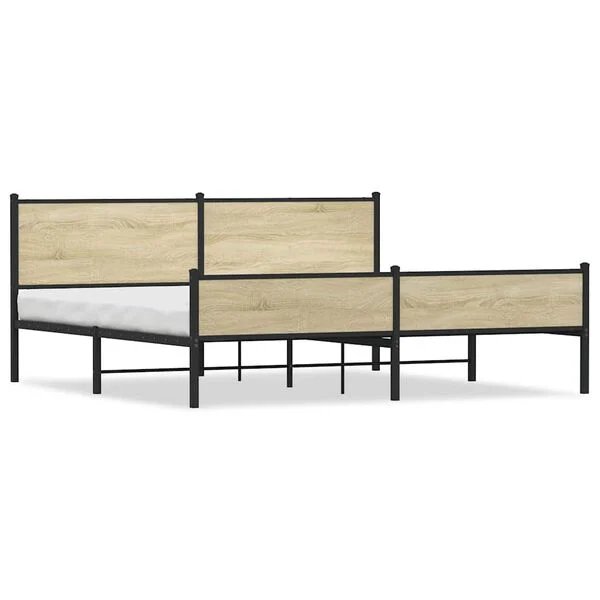 Lovos rėmas be čiužinio, dūminio ąžuolo, 200x200cm, metalas Sonoma ąžuolas 200 x 200 cm su galvūgaliu ir aukštu kojūgaliu nuotrauka 1
