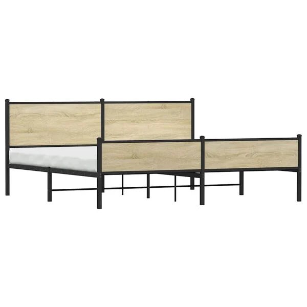 Lovos rėmas be čiužinio, dūminio ąžuolo, 200x200cm, metalas Sonoma ąžuolas 200 x 200 cm su galvūgaliu ir aukštu kojūgaliu nuotrauka 3