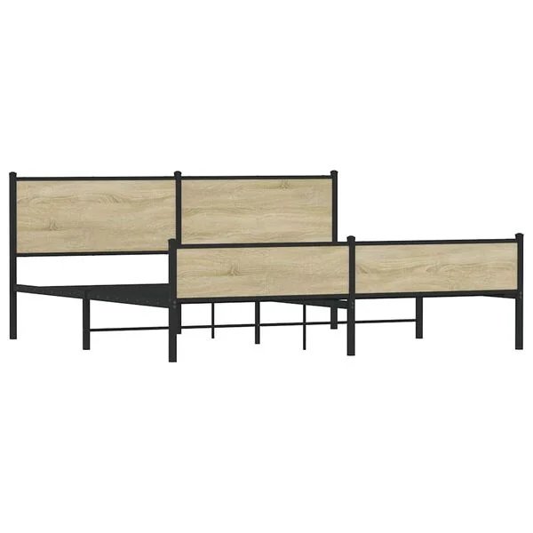 Lovos rėmas be čiužinio, dūminio ąžuolo, 200x200cm, metalas Sonoma ąžuolas 200 x 200 cm su galvūgaliu ir aukštu kojūgaliu nuotrauka 4