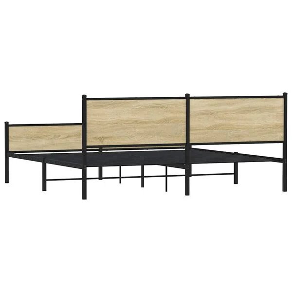 Lovos rėmas be čiužinio, dūminio ąžuolo, 200x200cm, metalas Sonoma ąžuolas 200 x 200 cm su galvūgaliu ir aukštu kojūgaliu nuotrauka 7