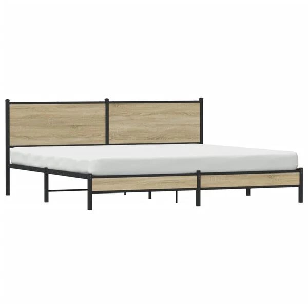 Lovos rėmas be čiužinio, dūminio ąžuolo, 200x200cm, metalas Sonoma ąžuolas 200 x 200 cm su galvūgaliu ir žemu kojūgaliu nuotrauka 3