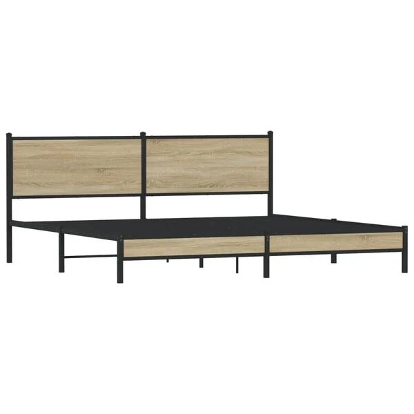 Lovos rėmas be čiužinio, dūminio ąžuolo, 200x200cm, metalas Sonoma ąžuolas 200 x 200 cm su galvūgaliu ir žemu kojūgaliu nuotrauka 4
