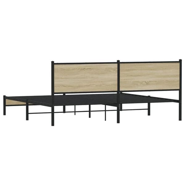 Lovos rėmas be čiužinio, dūminio ąžuolo, 200x200cm, metalas Sonoma ąžuolas 200 x 200 cm su galvūgaliu ir žemu kojūgaliu nuotrauka 7