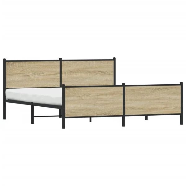 Lovos rėmas be čiužinio, dūminio ąžuolo, 200x200cm, metalas Sonoma ąžuolas 200 x 200 cm su galvūgaliu ir kojūgaliu nuotrauka 3