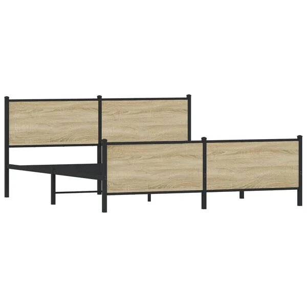 Lovos rėmas be čiužinio, dūminio ąžuolo, 200x200cm, metalas Sonoma ąžuolas 200 x 200 cm su galvūgaliu ir kojūgaliu nuotrauka 4