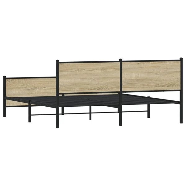 Lovos rėmas be čiužinio, dūminio ąžuolo, 200x200cm, metalas Sonoma ąžuolas 200 x 200 cm su galvūgaliu ir kojūgaliu nuotrauka 7