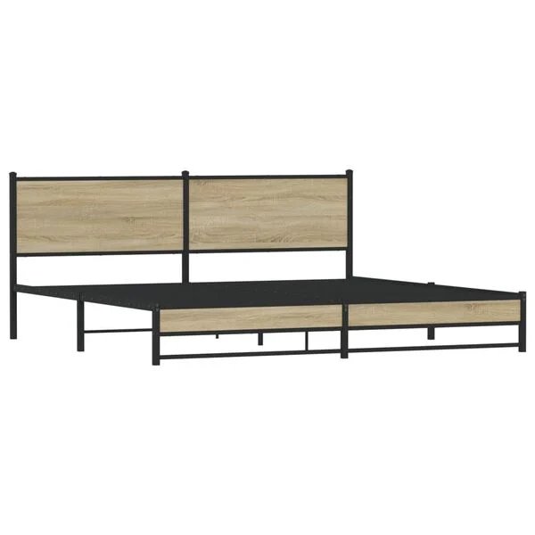 Lovos rėmas be čiužinio, dūminio ąžuolo, 200x200cm, metalas Sonoma ąžuolas 200 x 200 cm su galvūgaliu ir dvigubu žemu kojūgaliu nuotrauka 4