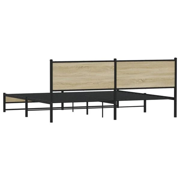 Lovos rėmas be čiužinio, dūminio ąžuolo, 200x200cm, metalas Sonoma ąžuolas 200 x 200 cm su galvūgaliu ir dvigubu žemu kojūgaliu nuotrauka 7