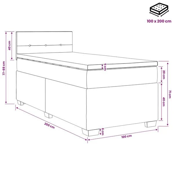 Šviesiai pilka lova su čiužiniu 100 x 200 cm vidaXL