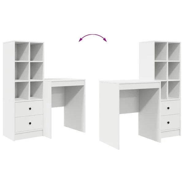 Minimalistinis baltas rašomasis stalas