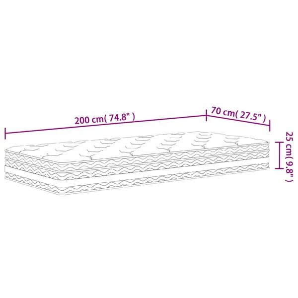 Opto.lt kišeninių spyruoklių čiužinys 70x200cm vidutinio kietumo