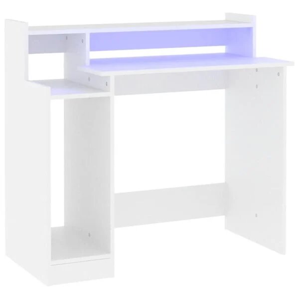 Rašomasis stalas su LED apšvietimu baltos spalvos