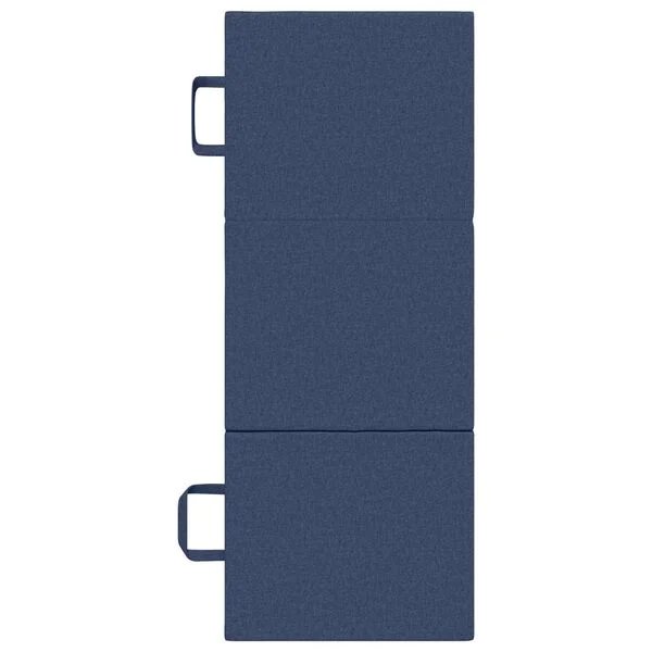 Sulankstoma mėlyna sofa lova svetainės interjere