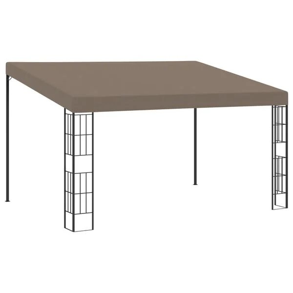 Taupe spalvos prie sienos montuojama pavėsinė 4x3 m, vaizdas iš priekio
