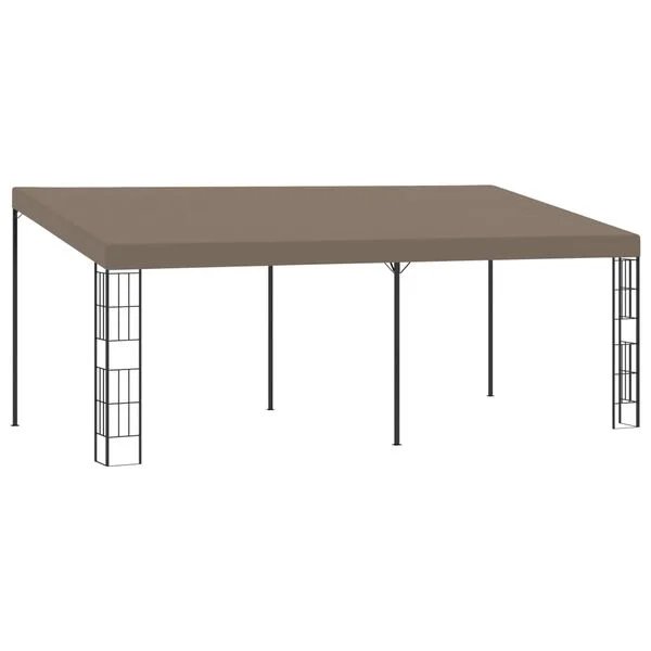 Taupe spalvos prie sienos montuojama pavėsinė 6x3 m su plieno rėmu