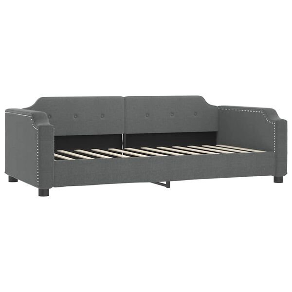 Tamsiai pilka sofa-lova 80x200cm, audinys, vaizdas iš priekio