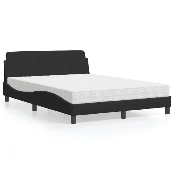Juodos spalvos Dover lovos aksomas ir čiužinys 140x190 cm