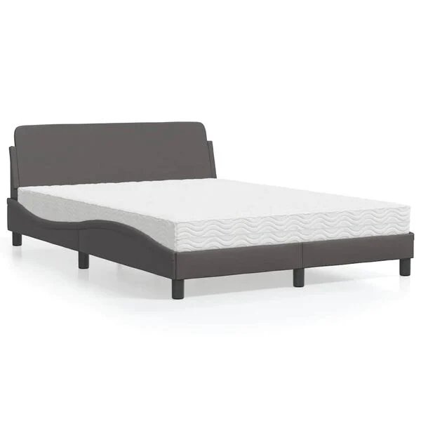 Pilkos spalvos vidaXL lova su čiužiniu Dover 120x200cm, šoninis vaizdas