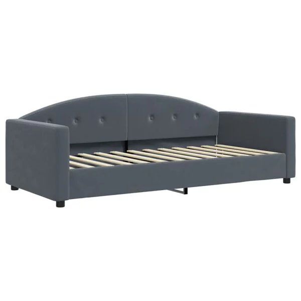Tamsiai pilka lova su ištraukiama dalimi pilnai ištraukus