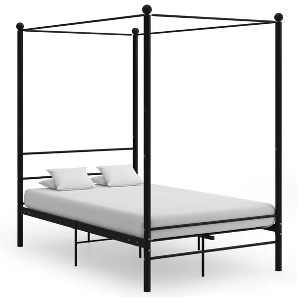 Juodos spalvos vidaXL lovos rėmas su baldakimu 120x200 cm