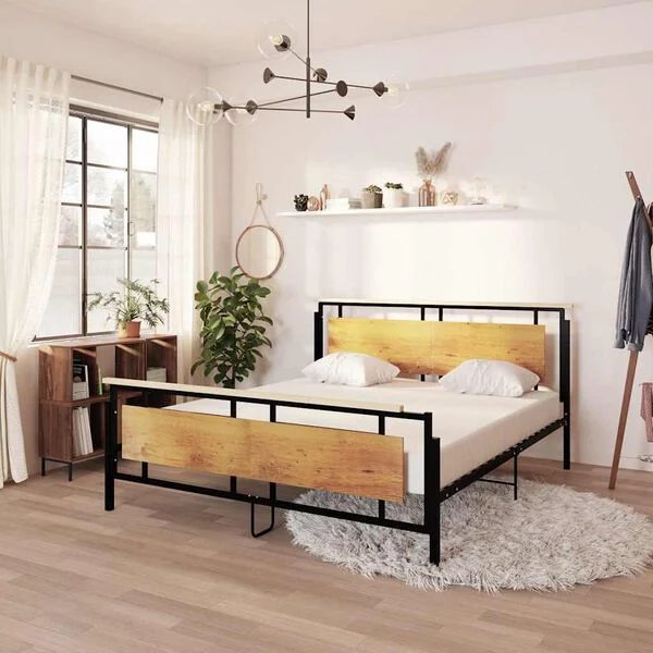 vidaXL metalinis lovos rėmas 180x200 cm juodos spalvos, šoninis vaizdas