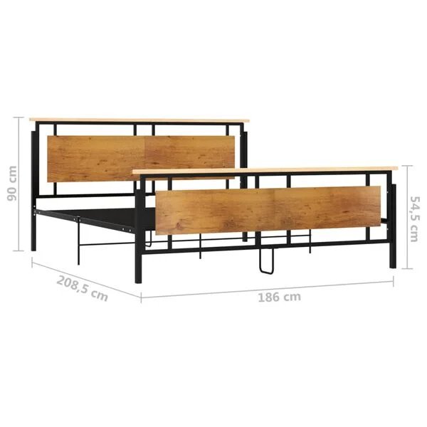 vidaXL metalinis lovos rėmas 180x200 cm juodos spalvos su matmenimis