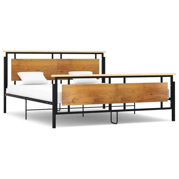 vidaXL metalinis lovos rėmas 180x200 cm juodos spalvos, vaizdas iš priekio