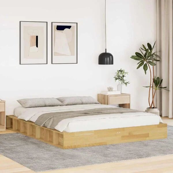 Ąžuolo masyvo lovos rėmas 135x190 cm, šoninis vaizdas