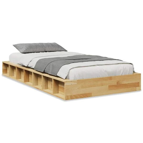 Ąžuolo masyvo lovos rėmas 75x190 cm be čiužinio, vaizdas iš priekio