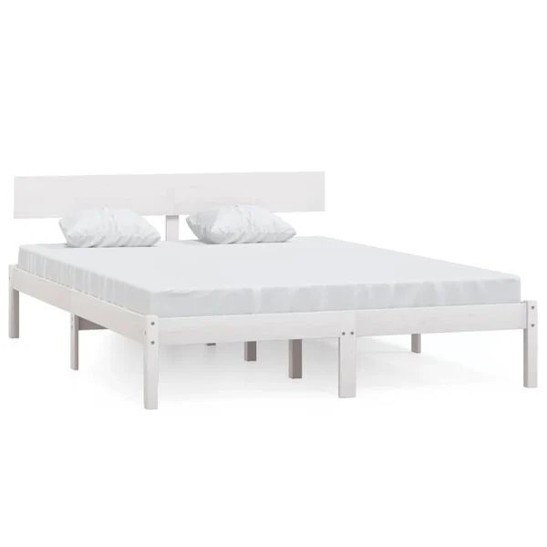 Baltas vidaXL lovos rėmas iš pušies medienos masyvo, matmenys 140x190 cm