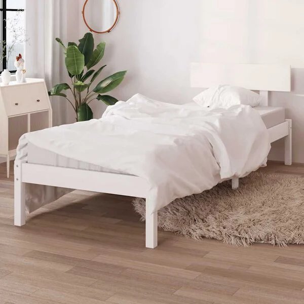 Baltas lovos rėmas iš pušies masyvo 90x190cm
