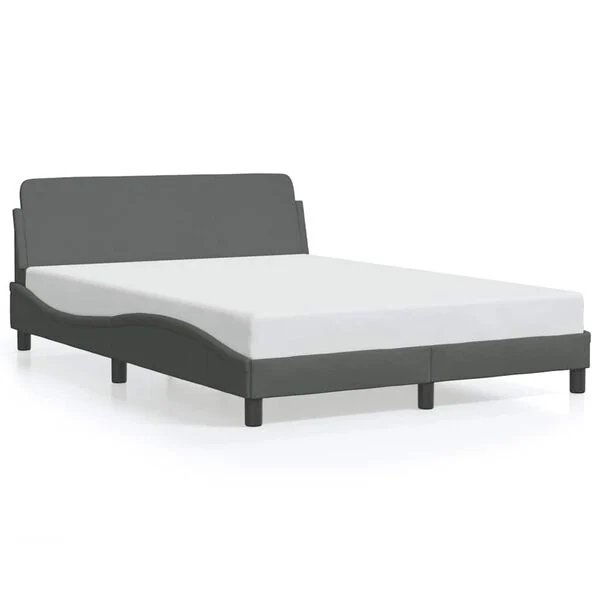 vidaXL Dover lovos rėmas tamsiai pilkas 140x200cm audinys vaizdas iš priekio
