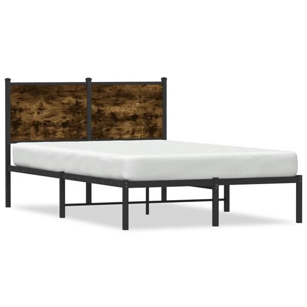 vidaXL lovos rėmas dūminio ąžuolo spalvos, 120x190 cm, metalas, vaizdas iš priekio