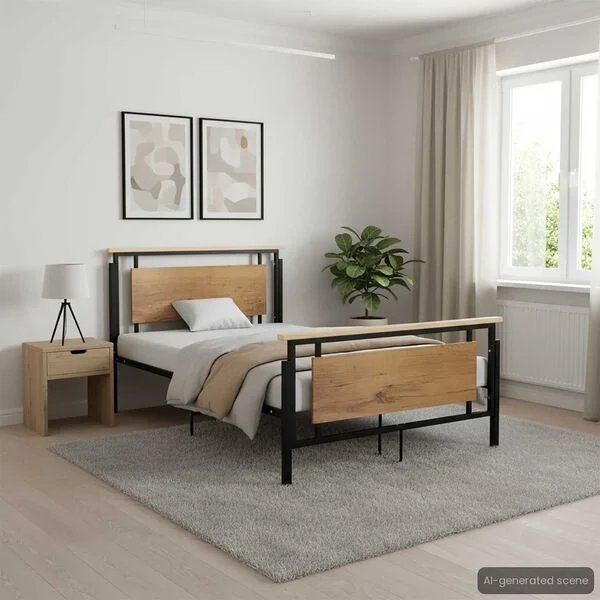 vidaXL juodas metalinis lovos rėmas 120x200 cm šoninis vaizdas