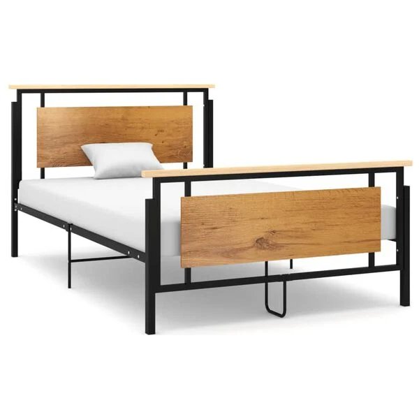 vidaXL juodas metalinis lovos rėmas 120x200 cm vaizdas iš priekio