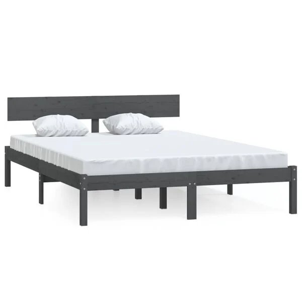 Pilkas vidaXL lovos rėmas iš pušies medienos masyvo 200x200 cm